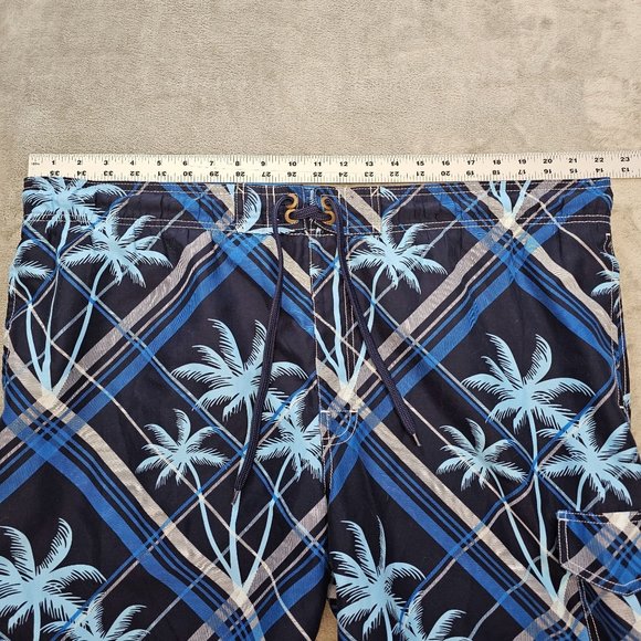 Sonoma Swim Trunks Men's Size XL Blue Tropical Palm Tree Drawstring Mesh Lined - Picture 3 of 8